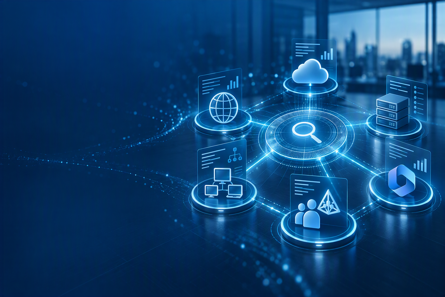 Hero-Motiv zum blu SecurityCheck mit digitaler Sicherheitsanalyse